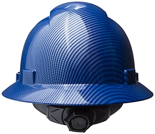 LANON Casco duro de ala completa, aprobado por OSHA para trabajos de  construcción, diseño de patrón azul, casco de seguridad FRP con suspensión  de