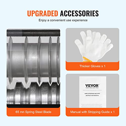 VEVOR Máquina peladora de cables eléctrica, máquina automática de pelacables de 0.06 a 0.98 pulgadas, 60 W, pelacables con referencia de profundidad de pelado visible, pelacables eléctrico de 6 canales redondos y 1 plano