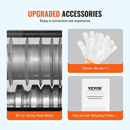 VEVOR Máquina peladora de cables eléctrica, máquina automática de pelacables de 0.06 a 0.98 pulgadas, 60 W, pelacables con referencia de profundidad de pelado visible, pelacables eléctrico de 6 canales redondos y 1 plano