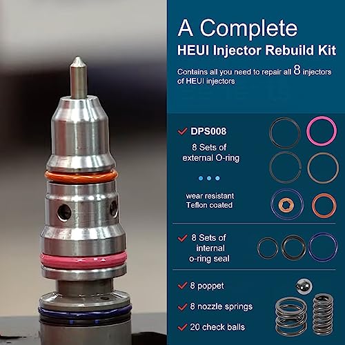 Kit de reconstrucción de inyector Powerstroke de 7,3 L 1833564C92 inyector Tune Up Shim Kit con junta tórica abrazadera de vice y herramientas especiales y resortes para inyectores Powerstroke HEUI de 7,3 L