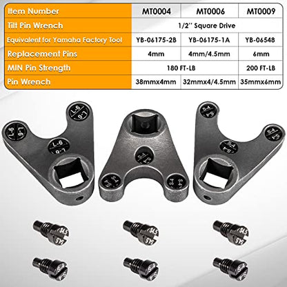 Juego de herramientas de llave de pasador de inclinación fuera de borda (MT0004 y MT0006 y MT0009) para Yamaha Suzuki Johnson Evinrude