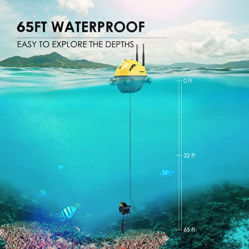 Chasing F1 Drone subacuático; dron submarino portátil con cámara Full HD 1080P y escena infrarroja nocturna; detección de profundidad y temperatura de 65 pies; pantalla en tiempo real; videocámaras submarinas; pesca en hielo