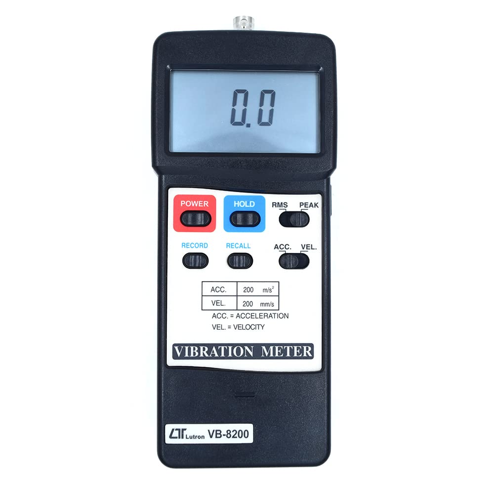 Medidor electrónico de vibración (rango: 32 a 122 ℉) para caja de cambios industriales, automóviles, rodamientos rotadores de rueda sin ejes, sopladores junto con certificado de calibración. Modelo: Lutron VB-8200
