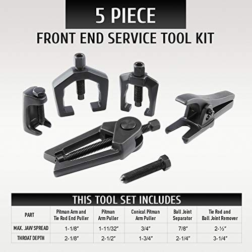 Orion Motor Tech Separador de rótula 5 en 1, extractor de brazo Pitman, juego de herramientas de extremo de barra de acoplamiento para servicio frontal, kit de extracción de divisor (RB06)