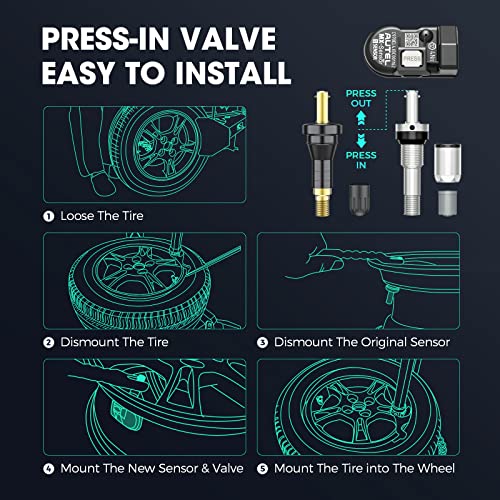 Autel Sensor TPMS, sensor MX-2 en 1 (315 MHz + 433 MHz) para el 99% de los automóviles, programación inalámbrica 100% clonable, igual que los sensores OE, duración de la batería de 6 años (válvula de metal a presión, 8 piezas)