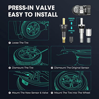 Autel Sensor TPMS, sensor MX-2 en 1 (315 MHz + 433 MHz) para el 99% de los automóviles, programación inalámbrica 100% clonable, igual que los sensores OE, duración de la batería de 6 años (válvula de metal a presión, 8 piezas)