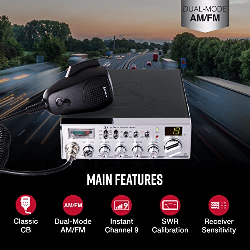 Cobra Radio CB profesional 29 LTD - Radio de emergencia fácil de operar, canal instantáneo 9, salida de 4 W, 40 canales completos, receptor ajustable y calibración SWR, acceso AM/FM de doble modo, negro