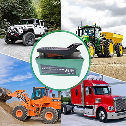 HYDRAULIC PRO Bomba hidráulica de 10,000 PSI, bomba de pie hidráulica (acción simple), bomba de pie de pisada accionada por aire, verde