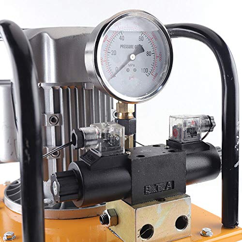 Bomba hidráulica de accionamiento eléctrico de 110 V, bomba hidráulica de doble efecto de 750 W + interruptor de pedal de válvula solenoide para perforación/doblado/máquina Jack 7L Capacidad 66.1 lbs