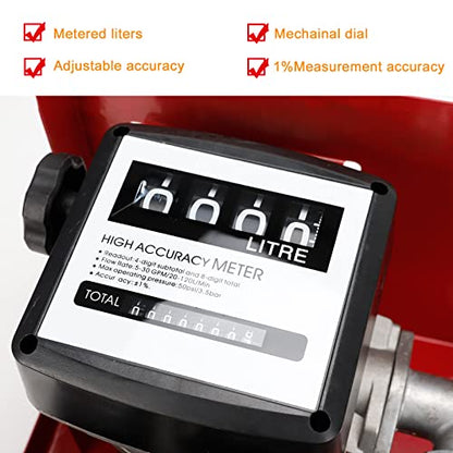 Bomba eléctrica de transferencia de combustible de aceite diesel de 110 voltios, medidor de visualización autocebante con manguera de 13 pies y kit de boquilla de combustible