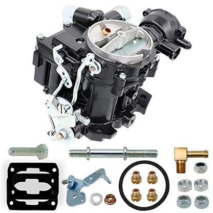 Carburador marino para carburador Mercruiser de 2 barriles para Rochester Mercarb 3.0L 4.3L 2.5L 4CYL 5.0L 5.7L motor con chorros y junta con estrangulador eléctrico y eslabón largo OEM #3310-864940A01