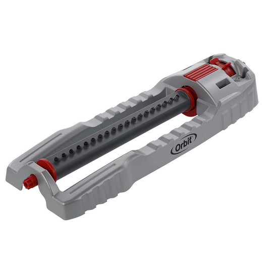 Orbit 56281 Base de metal oscilante y esfera de patrón personalizado, agua de hasta 4000 pies cuadrados, gris, rojo