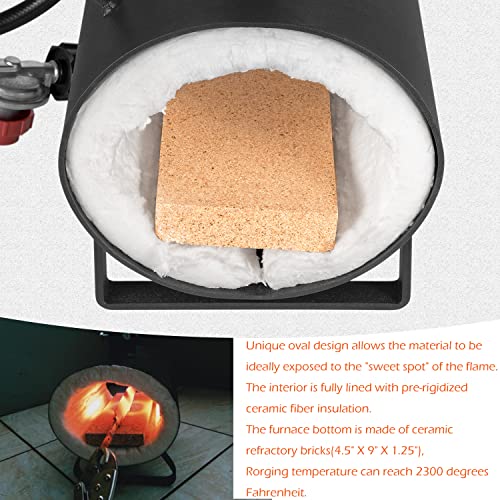 Forja de propano portátil de un solo quemador, forja de gas propano ovalada de gran capacidad, forja de herrería para herrero, cuchillos y herramientas