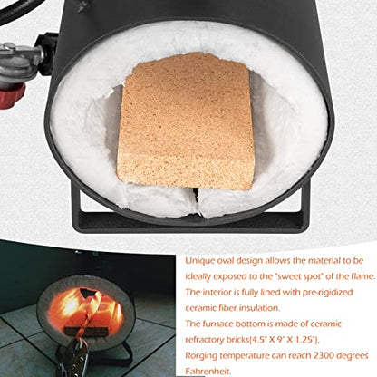 Forja de propano portátil de un solo quemador, forja de gas propano ovalada de gran capacidad, forja de herrería para herrero, cuchillos y herramientas