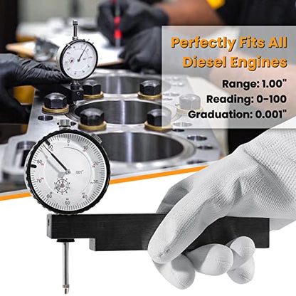 Medidor de altura y orificio de contador para todos los motores diésel, indicador de esfera, rango de calibre de cilindro 0-1 pulgada, graduaciones 0.000 pulgadas, lectura 0-100