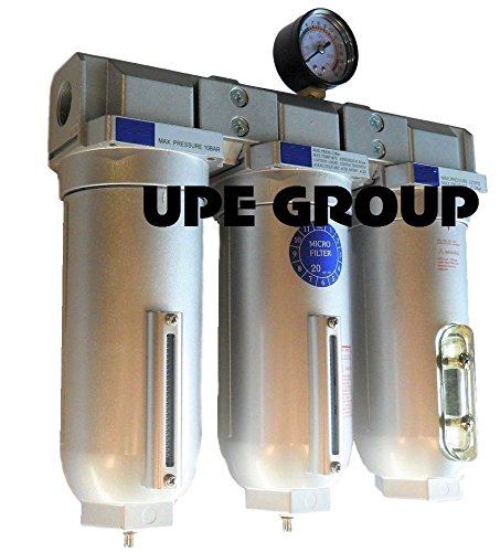 Trampa de humedad para limpieza de aire comprimido industrial de 3 etapas, filtro de carbón, secador de decantante (drenaje manual de 2,54 cm)