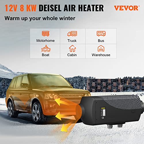 Happybuy Calentador diésel, calentador de aire diésel de 12 V 8 KW, calentador de litera con interruptor LCD y control remoto, bajo consumo para coches, camiones, autocaravana, barco, autobús, caravana