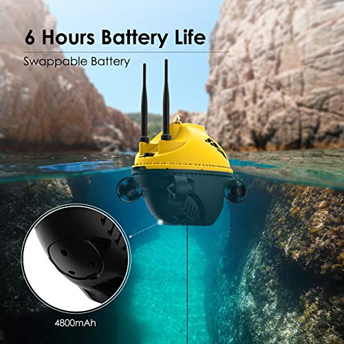 Chasing F1 Drone subacuático; dron submarino portátil con cámara Full HD 1080P y escena infrarroja nocturna; detección de profundidad y temperatura de 65 pies; pantalla en tiempo real; videocámaras submarinas; pesca en hielo