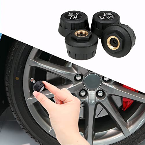 Sistema de monitoreo de presión de neumáticos, monitor TPMS inalámbrico de energía solar con 4 sensores externos o internos, pantalla LCD, alarma en tiempo real, temperatura de presión para furgonetas, camiones y coches (con sensor interno)