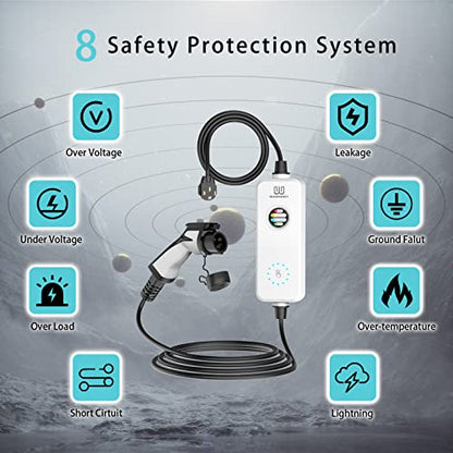 WISSENERGY Cargador eléctrico portátil de nivel 2 EV 40A 220V-240V con cable de 25 pies, estación de carga para el hogar EV, conector SAE J1772, NEMA 6-50 (40A, NEMA 6-50)