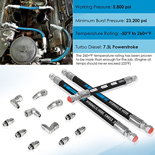 Kit de líneas de manguera de alta presión HPOP y línea cruzada y kit de servicio maestro con junta tórica y junta de base para Ford 1999-2003 7.3L Powerstroke