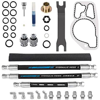 Kit de líneas de manguera de alta presión HPOP y línea cruzada y kit de servicio maestro con junta tórica y junta de base para Ford 1999-2003 7.3L Powerstroke