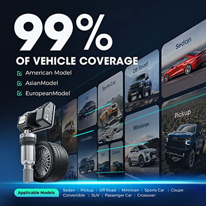 Autel Sensor TPMS, sensor MX-2 en 1 (315 MHz + 433 MHz) para el 99% de los automóviles, programación inalámbrica 100% clonable, igual que los sensores OE, duración de la batería de 6 años (válvula de metal a presión, 8 piezas)