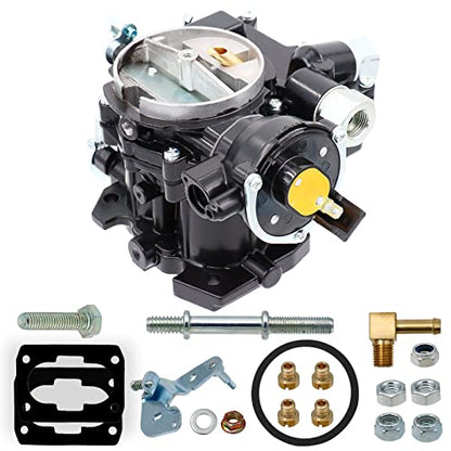 Carburador marino para carburador Mercruiser de 2 barriles para Rochester Mercarb 3.0L 4.3L 2.5L 4CYL 5.0L 5.7L motor con chorros y junta con estrangulador eléctrico y eslabón largo OEM #3310-864940A01