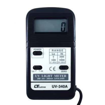 Lutron Medidor de luz UV-340AUV junto con certificado de calibración de fábrica (rango: rango bajo: 1999 uW/cm ^ 2 | Rango alto: 19990 uW/cm ^ 2) para estadios, teatros, laboratorios, salas limpias, habitaciones OT