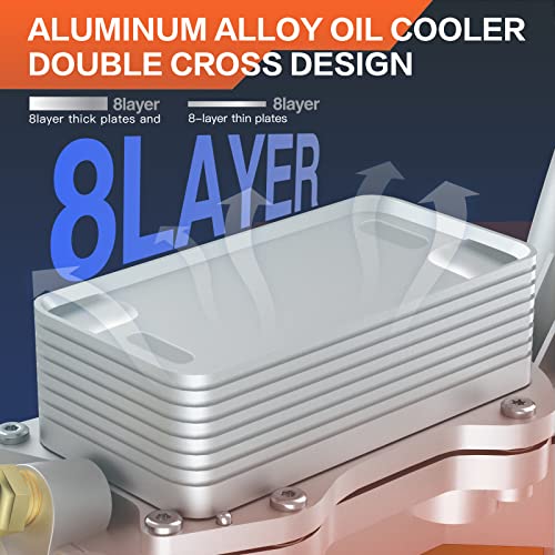 Enfriador de aceite de motor de aluminio 926-876 con adaptador de carcasa de filtro de aceite compatible con Jeep Chrysler 200 300 Dodge Charger Grand Cherokee Wrangler 3.6L V6 68105583AF 5184294AE 926-959