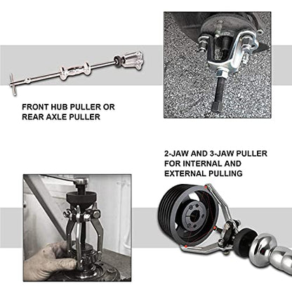 Orion Motor Tech - Juego de extractor de martillo deslizante de 9 vías, extractor del cojinete de la llanta frontal y torno trasero, juego de herramientas para extraer abolladuras en el eje