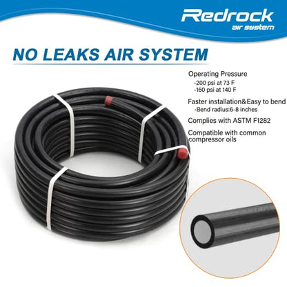 Sistema de tubería de aire comprimido a prueba de fugas, fácil de instalar, 3/4" x 100 pies, kit de instalación de compresor de aire de aluminio HDPE para tienda manguera de compresor de aire negra 200PSI ASTM F1282