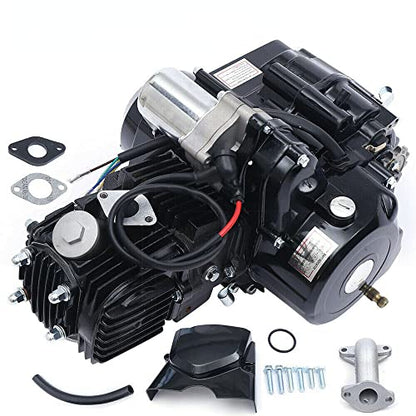 ZAWAYINE 125cc 4 Stroke Engine Motor Replacement Kit, Electric Start Engine Motor, Air Cooled Semi Auto Transmission W/Reverse Engine for 125cc All Sizes of Karts and ATV