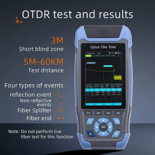 Probador de fibra óptica OTDR Mini-Pro 1310/1550nm SM Mulit Prueba de función OTDR Caja de cable de lanzamiento Caja de cable Reflectómetro de dominio de tiempo Detector de obstáculos de cable con OPM OLS RJ45 Prueba VFL Sonó 16.4 ft-60Km