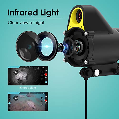 Chasing F1 Drone subacuático; dron submarino portátil con cámara Full HD 1080P y escena infrarroja nocturna; detección de profundidad y temperatura de 65 pies; pantalla en tiempo real; videocámaras submarinas; pesca en hielo