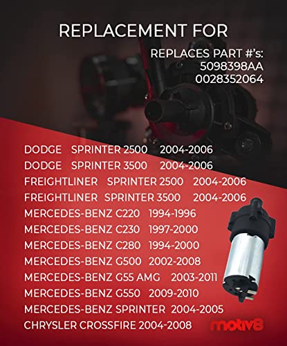Bomba de refrigerante auxiliar eléctrica | Compatible con Mercedes-Benz C CLK G Sprinter | Dodge Sprinter 2500 3500 | Sustituye a 5098398AA , 0028352064