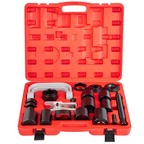 VEVOR Kit de prensa de rótula de 24 piezas, kit de herramientas de extracción de juntas en U, adaptadores 4WD, funciona en la mayoría de automóviles y camiones ligeros 2WD y 4WD, pasadores de anclaje de freno de acero 45# con estuche