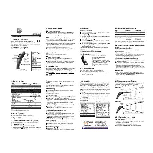 Pistola de temperatura infrarroja (rango: -22 a 752 °F) para HVAC, laboratorios, industrias junto con certificado calibrado de fábrica por Testo 830-T1