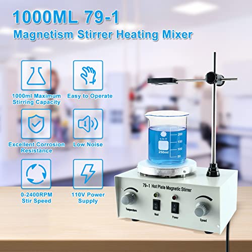 Agitador magnético de placa caliente de 1000 ml, agitador magnético, agitador de laboratorio, 2400 rpm