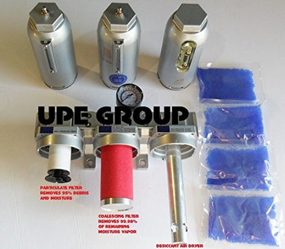 Trampa de humedad para limpieza de aire comprimido industrial de 3 etapas, filtro de carbón, secador de decantante (drenaje manual de 2,54 cm)
