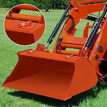 Paquete de 2 ganchos para cubo de tractor de 3/8 pulgadas con anillo en D, máximo 15,000 libras de acero forjado grado 70 para accesorios de cubo de tractor para Kubota, John Deere, Kiot, RV, UTV, camión, naranja