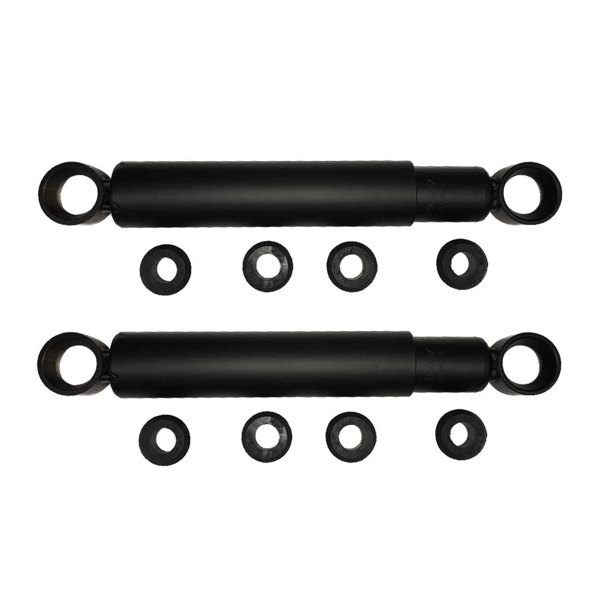 2 unidades de amortiguador de choque resistente con arbustos (compatible con: Kenworth, International, Mack, Volvo en el eje de dirección) (sustituye a 85001)
