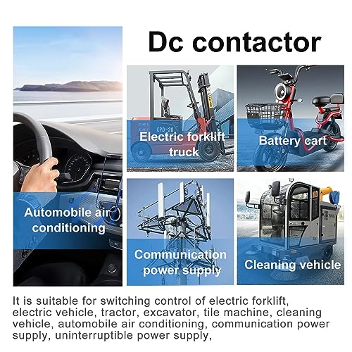 Contactor de CC para solar 12V 100Amp; CZW; No, voltaje de contacto ≤80V; Utilizado en vehículos eléctricos; Contactor del motor, maquinaria de construcción, carrito de golf; Coches de batería, energía solar, fotovoltaica.