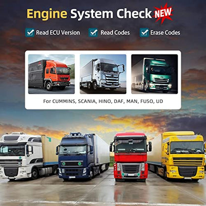 Romondes RD801 - Escáner de camión resistente, herramienta de escaneo diésel para Cummins, Scania, Man, Hino, Fuso, UD, DAF, escáner diésel, herramienta de diagnóstico para camión y coche, lector de código 2 en 1