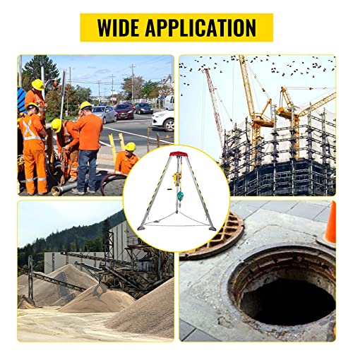 BestEquip - Trípode con espacio confinado de 1200 libras, trípode de espacio confinado de 7 pies y cable de 98 pies, trípode de rescate de espacio confinado de 32.8 pies de protección contra caídas para espacios confinados tradicionales