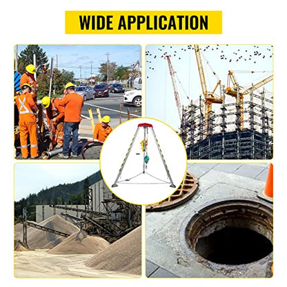 BestEquip - Trípode con espacio confinado de 1200 libras, trípode de espacio confinado de 7 pies y cable de 98 pies, trípode de rescate de espacio confinado de 32.8 pies de protección contra caídas para espacios confinados tradicionales