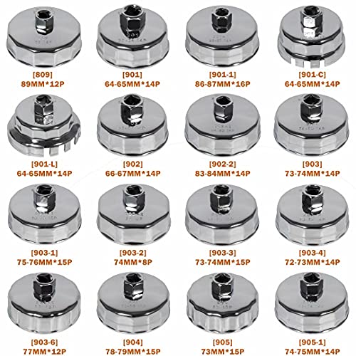 Juego de 31 llaves de filtro de aceite automático, juego de llaves de filtro de aceite, herramienta de extracción de tapas de transmisión de 1/2 pulgadas, compatible con BMW, Volvo, Honda, Audi, Ford, Toyota, Nissan, etc.