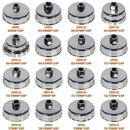 Juego de 31 llaves de filtro de aceite automático, juego de llaves de filtro de aceite, herramienta de extracción de tapas de transmisión de 1/2 pulgadas, compatible con BMW, Volvo, Honda, Audi, Ford, Toyota, Nissan, etc.