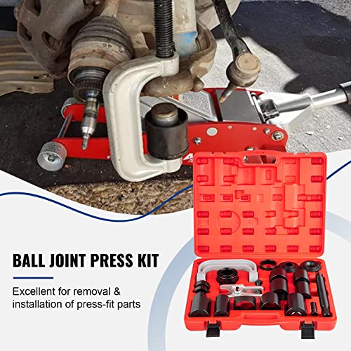 VEVOR Kit de prensa de rótula de 24 piezas, kit de herramientas de extracción de juntas en U, adaptadores 4WD, funciona en la mayoría de automóviles y camiones ligeros 2WD y 4WD, pasadores de anclaje de freno de acero 45# con estuche