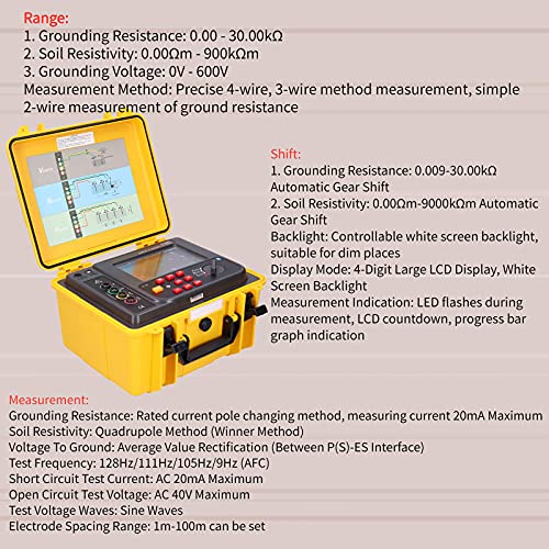 Probador de Resistividad de Suelo Eujgoov ETCR3100C, Medidor de Resistencia de Tierra Digital EE. UU. CA 100‑240 V